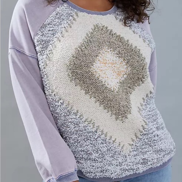 Anthropologie Pilcro jumper crew neck Anabel Textured Tufted 3D Knit - Picture 1 of 8